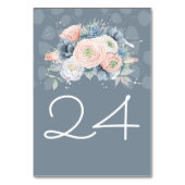 石板の青く、挨りだらけのばら色の花の水彩画 テーブルナンバー (正面)