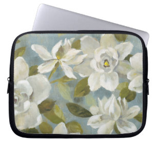 石板の青のGardenias ラップトップスリーブ
