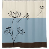 石板の青、アイボリーおよびブラウンの野生の花 シャワーカーテン (正面)