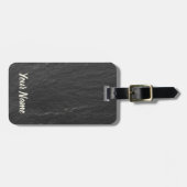 石板キラキラと背景の黒シェールテクスチャ ラゲッジタグ (正面横)