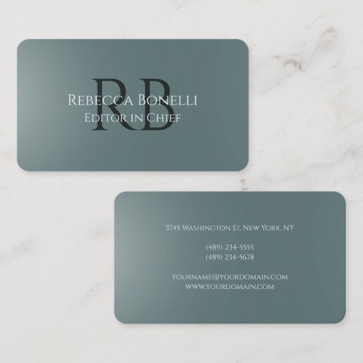 石板グレイミニマリストのチーフのモノグラムエディタ 名刺 (正面/裏面)