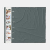 石板グレイモダンファミリー6写真コラージュ写真 フリースブランケット (正面(横))