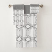 石板グレイ白と黒モダン バスタオルセット (インサイチュ)