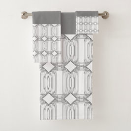 石板グレイ白と黒モダン バスタオルセット