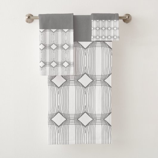 石板グレイ白と黒モダン バスタオルセット (インサイチュ)