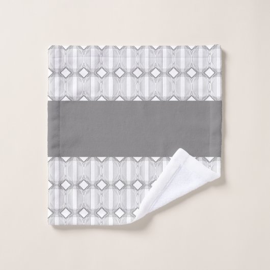 石板グレイ白と黒モダン バスタオルセット (ウォッシュタオル)