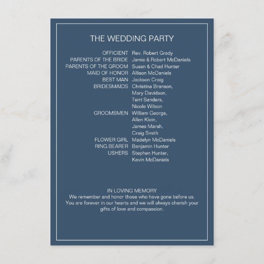 石板グレイ素朴シック結婚式 プログラム (裏面)