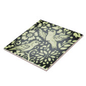 石板グレイ緑の鳥のフローラの葉の木の毛自然 タイル (側面)