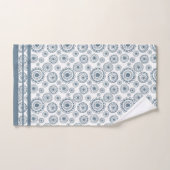 石板グレイ青い円フラワーパターンシャワーカート バスタオルセット (ハンドタオル)