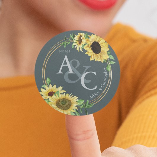 石板グレエレガントーモダン結婚ス ラウンドシール