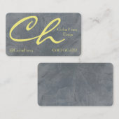 石板グレーおよびイエロー名刺 名刺 (正面/裏面)