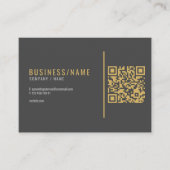 石板グレーと高級金ゴールドQRコード 名刺 (正面)