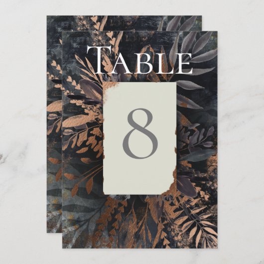 石板グレーのギルド効果の表番号 招待状 (正面/裏面)