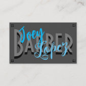 石板グレーはっきりした、理容師ロゴ/お客様の名前 名刺 (正面)