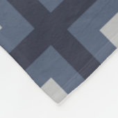 石板グレーオレンジプラス正方形グリッドモザイクパターン フリースブランケット (角)