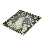 石板グレーグリーンウサギフローラウッドランド自然 タイル (側面)