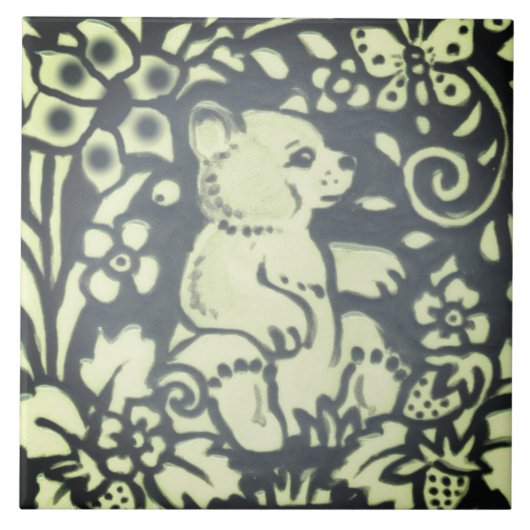 石板グレーグリーンベアCUBフローラウッドランド自然 タイル (正面)