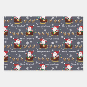 石板グレーサンタクリスマスラッピング紙 ラッピングペーパーシート