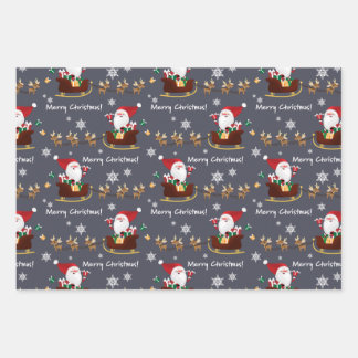 石板グレーサンタクリスマスラッピング紙 ラッピングペーパーシート
