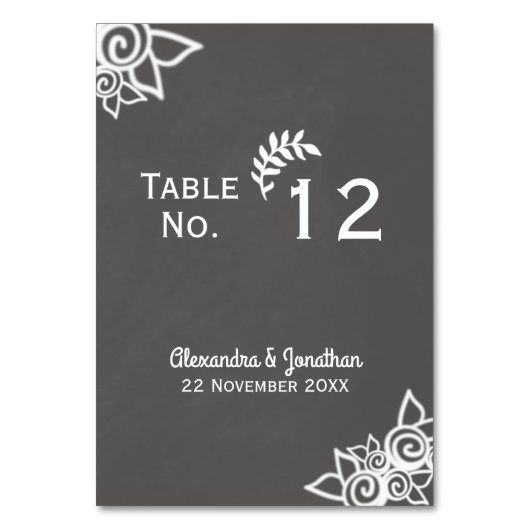 石板グレーチョークスタイルテーブル番号カード テーブルナンバー (正面)