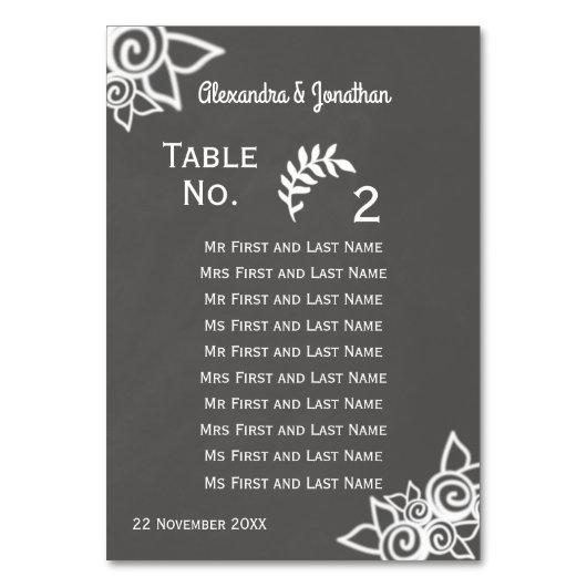 石板グレーチョークスタイルテーブル番号座席カード テーブルナンバー (裏面)