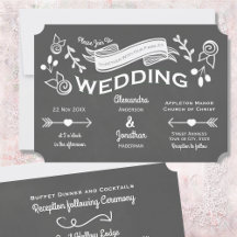 石板グレーチョークスタイル招待状