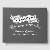 石板グレーチョークスタイル結婚ズゲストブック ゲストブック (正面)