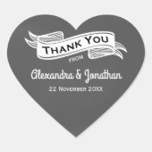 石板グレーチョークスタイル結婚ズサンキューユー ハートシール (正面)
