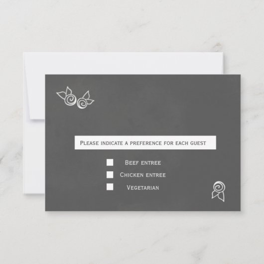 石板グレーチョークスタイルRSVPとメニュー 出欠カード (裏面)