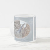 石板グレーヌサッチソンバード季節のごあいさつ フロストグラスマグカップ (正面左)