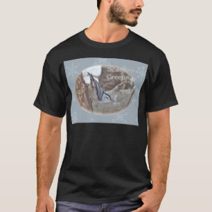 石板グレーヌサッチソンバード季節のごあいさつ Tシャツ