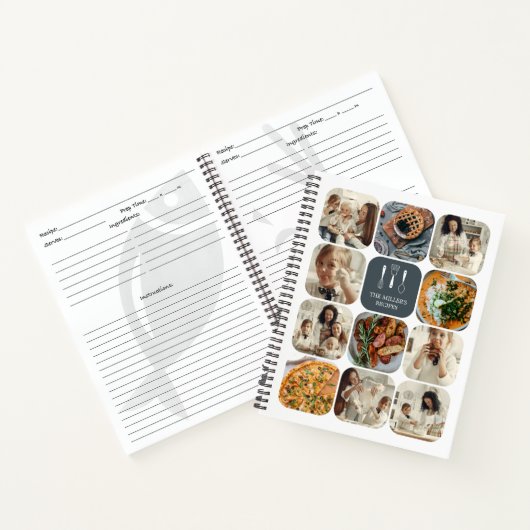 石板グレーフォトコラージファミリーレシピ ノートブック (内部)