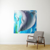 石板グレーブルー海ドルフィンタペストリー タペストリー (インサイチュ(横))