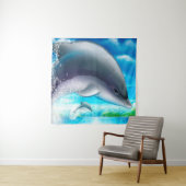 石板グレーブルー海ドルフィンタペストリー タペストリー (インサイチュ)
