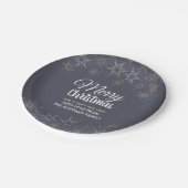 石板グレーメリークリスマススノーフレーク ペーパープレート (アングル)