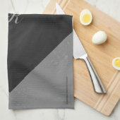 石板グレーモノグラム キッチンタオル (四つ折り)