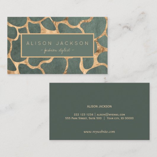 石板グレー金ゴールド級壁紙パーソナルスタイリスト 名刺 (正面/裏面)