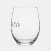 石板グレー3D手書き名エレガント前 ステムなしワイングラス (左)