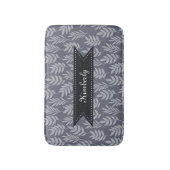 石板グレ葉ーエレガントンの名前のパターン バスマット (正面縦)