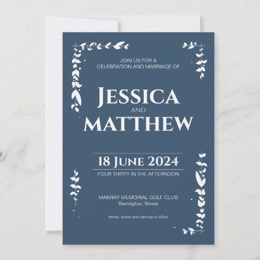 石板グ素朴レイ植物学オールインワン結婚ズ 招待状 (正面)