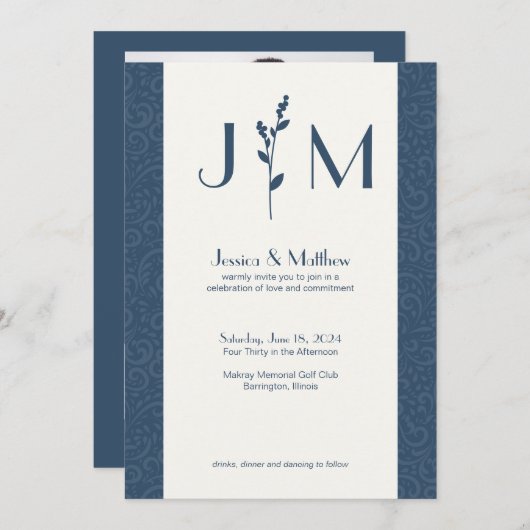 石板グ素朴レーダマスクオールインワン結婚ズ 招待状 (正面/裏面)