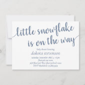 石板シンプルシャワー | ほこりっぽいブルーリトルスノーフレーク 招待状 (正面)
