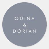 石板シンプルブルーグレイ結婚ズ封筒用シール ラウンドシール (正面)