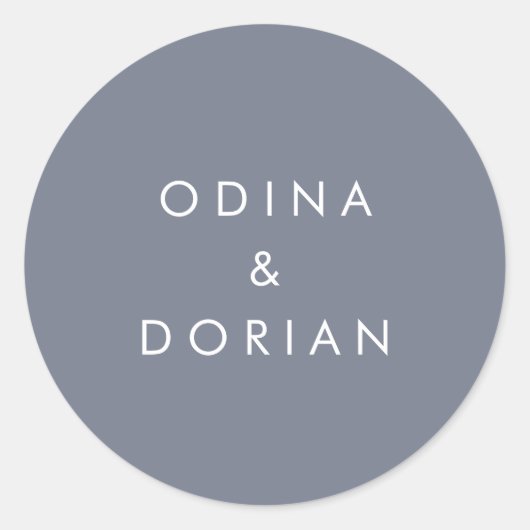 石板シンプルブルーグレイ結婚ズ封筒用シール ラウンドシール (正面)