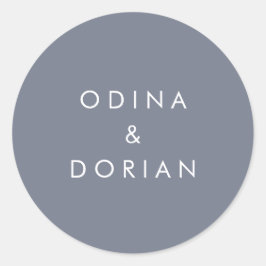 石板シンプルブルーグレイ結婚ズ封筒用シール ラウンドシール