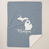 石板シンプルブルーミシガンホーム州マップフリースB シェルパブランケット (正面)