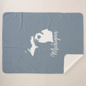 石板シンプルブルーミシガンホーム州マップフリースB シェルパブランケット (正面(横))