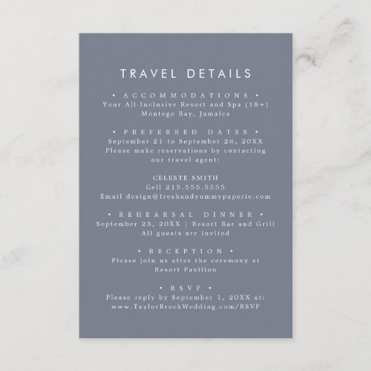 石板シンプル先ウェディング旅行詳細 エンクロージャーカード (正面)