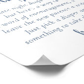 石板シンプル深夜おむつ | ブルーベビーシャワー ポスター (角)