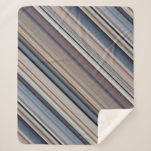 石板ピーブルズブルーとブラウンストライプ シェルパブランケット (正面)